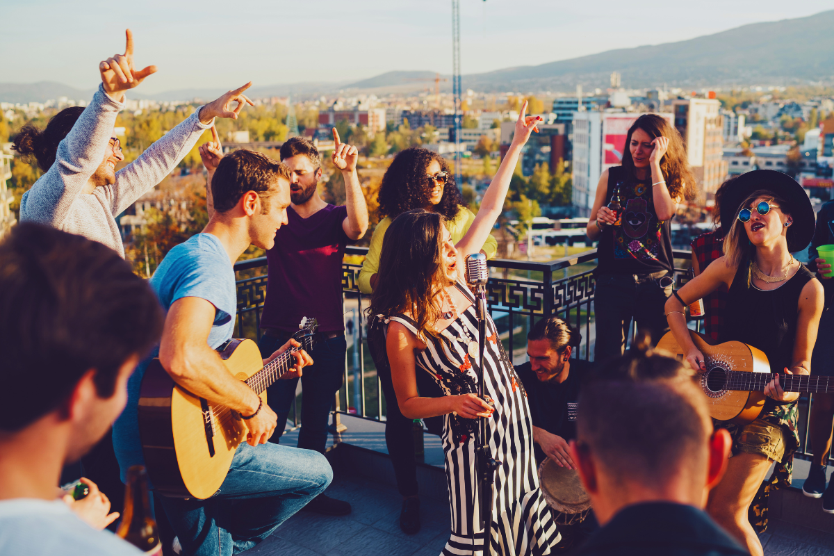Live band performance at corporate event